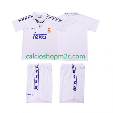 Real Madrid Retro Bambino Maglia Prima 1994 1996 Manica Corta